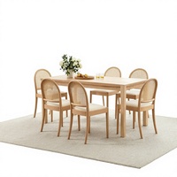 Ensemble de 2 chaises de salle à manger minimalistes en rotin avec design sans accoudoirs rembourrés et pieds ergonomiques en bois pour usage domestique/hôtelier