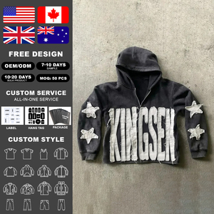 Sweat à capuche d'hiver pour homme avec logo frontal personnalisé, effet délavé, en molleton épais 100 % coton, imperméable et écologique - Product Image 2