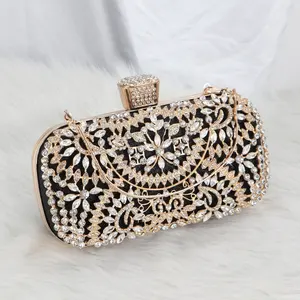 Bolso de ganchillo con cuentas de perlas de diamantes de imitación florales de lujo, bolso de mano para Banquete de boda, bolso de mano, bolso de noche nupcial para mujer