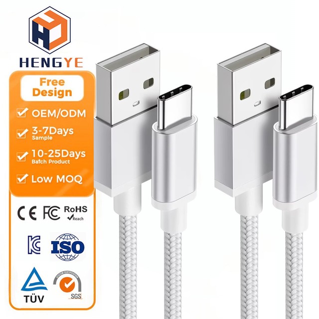 Heavy Duty Nylon Braided USB C Cable Fast Charging Type C Data Sync Cord USB-A to USB-C Charger Lead 1M 2M 3M for Phone