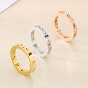 Fashion Fine Jewelry Gold Plated Stainless Steel Zircon Finger <b>Rings</b> <b>for</b> Women <b>Men</b> - Product Image 1