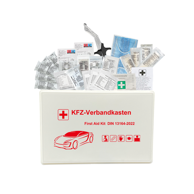 Automotive Safety Rescue and First Aid Box DIN13164-2022 Compliant First Aid Kit for Car with Standard Box