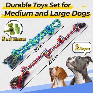 Heavy Duty Cotton <strong>Dog</strong> Chew Toys Tough Tug Rope for Aggressive Chewers Durable 3 <strong>Supplies</strong> Included for <strong>Large</strong> Small <strong>Dogs</strong> - Product Image 2