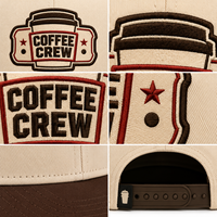 Casquette Snapback Unisexe à Faible MOQ en Sergé de Coton, Visière Plate Courante, Broderie Personnalisée pour Gobelets à Emporter, Échantillonnage Rapide, Idéale pour les Détaillants de Cafés