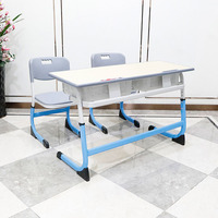 Meubles et équipements préscolaires indiens, ensemble de bureau et chaise double réglables pour élèves, table et chaise de classe primaire