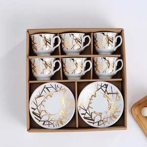 Arabic <b>Tea</b> Cups Porcelain Cups and Saucers Luxury Gold Plated <b>Coffee</b> Cup <b>Set</b> of 6 - Product Image 4