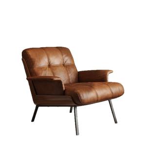 Sillón Reclinable de Cuero Genuino Estilo Italiano, Silla de Salón con Estructura de Madera Maciza, Diseño Vintage - Product Image 5