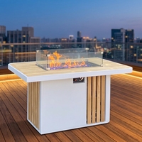 Table de foyer rectangulaire en bois de teck de 55000 BTU