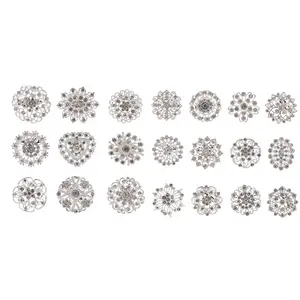 New Hot Bạc Rhinestone Trâm Hợp Kim Trái Tim Kim Cương Flower Brooch Cho Đám Cưới Thẻ