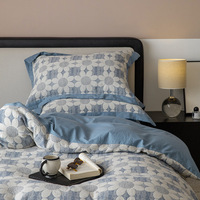 Parure de lit 4 pièces en coton 100% motif tournesol, housse de couette florale de luxe, drap plat et 2 taies d'oreiller incluses