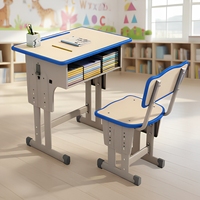 Meubles scolaires modernes, ensemble bureau et chaise pour étudiants, structure en métal, table d'étude réglable en hauteur, chaise pour salle de classe