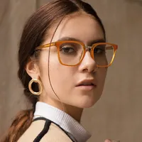 In Stock Classic Square Orange Frame Women Optical Frames Blue Light Blocking Glasses Adult Anti Blue Light Glasses