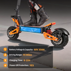 Trottinette Électrique Pliable en Aluminium 11 Pouces, Moteur Brushless 3000W, Batterie 60V 40Ah, Double Suspension, Vitesse Maximale 85km/h - Product Image 4