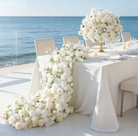 Ins-stijl Premium Zijden Witte Rozen Bloem Tafelkleed & Bloembal Bruiloft Boog Tafeldecoratie voor Banket Evenement Decoratie