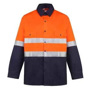 Dos tonos Hi Vis peso ligero manga larga seguridad reflectante construcción manga larga Polo camiseta