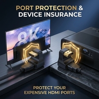 Adaptateur HDMI mâle vers HDMI femelle portable en forme de U, transfert rapide d'audio et de vidéo 8K HD, convertisseur pour téléviseur, ordinateur portable, projecteur