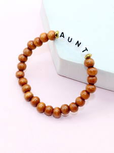 Customizable Wood Bead <strong>Bracelet</strong> with Letters for MAMA TEACH AUNT GRANDMA <strong>SISTER</strong> Gift Logo Letter <strong>Bracelet</strong> - Product Image 4