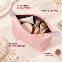 Pochette de maquillage imperméable en PU avec logo personnalisé, couleur bonbon, forme de dumpling, grande capacité, organiseur de voyage portable pour femmes