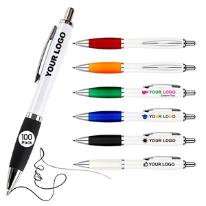 Professional Customized Fast Dry White Retractable Pena Business/Gift/Promotion Custom Black Ink Ballpoint Pen - Product Image 1