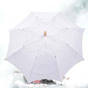 Модный свадебный зонт для невесты, белый, с кружевной вышивкой, бамбуковый, ручной работы, с кружевными украшениями, цвета слоновой кости - Product Image 3