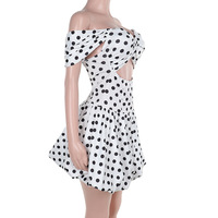 Mini robes creuses sexy à pois blancs et noirs pour femmes