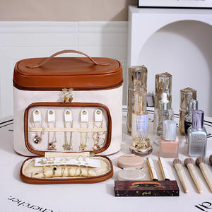 Mallette de rangement cosmétique de voyage avec logo personnalisé, portable, ouverture de grande capacité et poignée de transport facile, étui organisateur de maquillage - Product Image 3