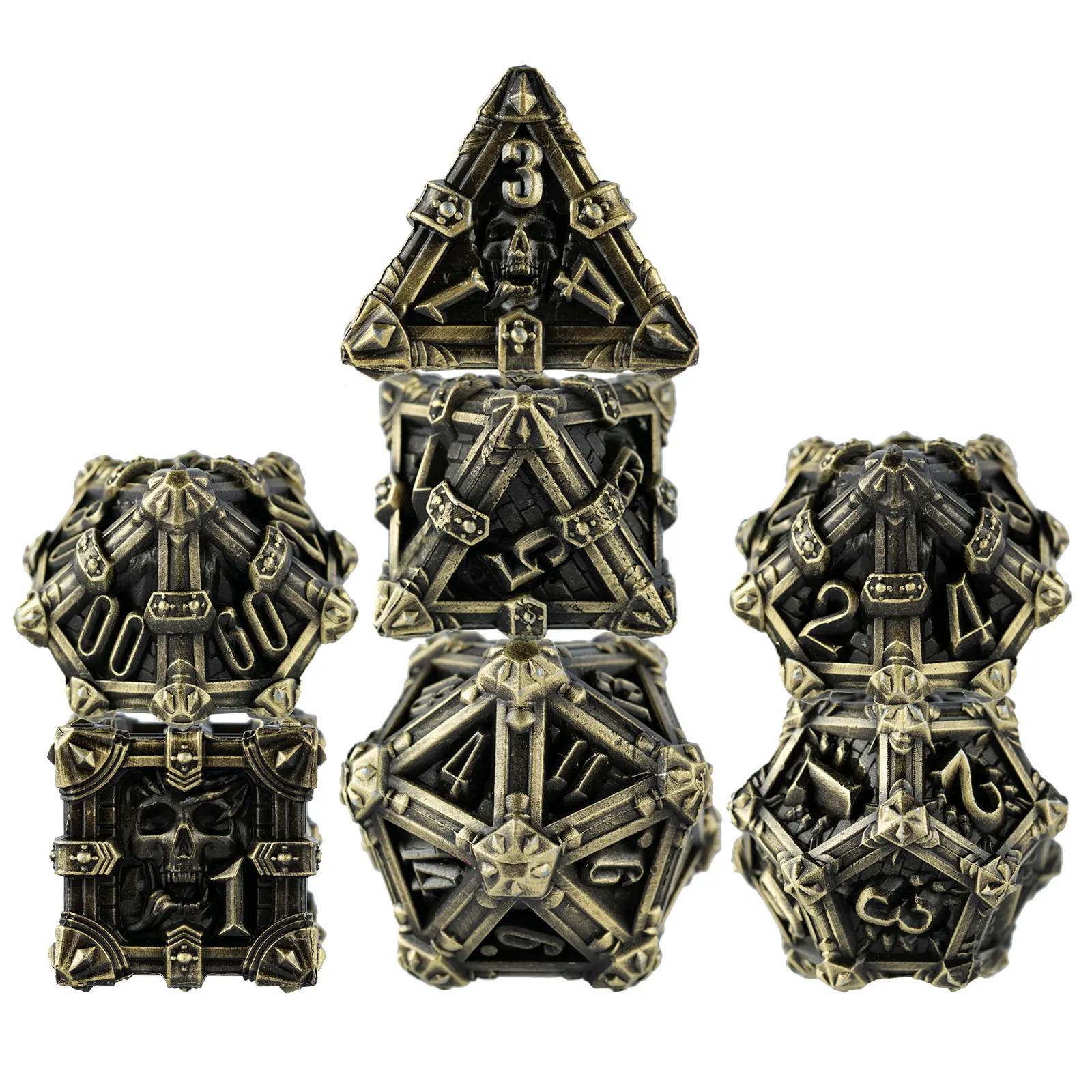 Fabrik Großhandel neu Schlussverkauf dnd Würfel 7 Stück individuelles polyhedrales Schädel Vampir Metallwürfel-Set D&D RPG Würfel für Tischspiel