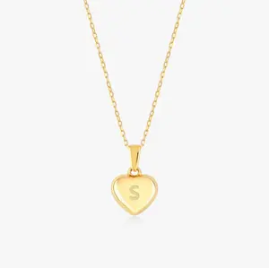 Inspire Jewelry Puffed Heart Necklace Stainless Steel Heart Locket Alphabet 26 Huruf Awal Custom Nama Nomor Simbol Kalung