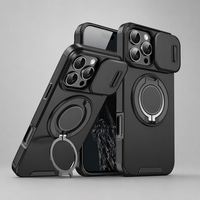 Coque de téléphone antichoc avec protection d'objectif coulissante et anneau magnétique à 360 degrés, design PC Armor, pour iPhone 13 14 15 16 17 18 Pro Max