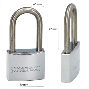 Stainless Steel <b>Padlock</b> Long Shackle 40mm. - Product Image 2
