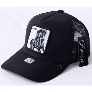 Cappello Trucker L.Bonnie in Tessuto a Rete, Regolabile, Unisex, Casual, Primavera-Estate, con Logo Cavallo Ricamato sul Pannello Frontale, 6 Pannelli - Product Image 1