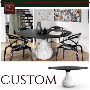 Mesa de Comedor GOLDKING de Mármol Natural con Diseño de Gota de Agua, Resistente al Calor, Borde Curvo sin Costuras, Ideal para Restaurantes de Lujo - Product Image 4