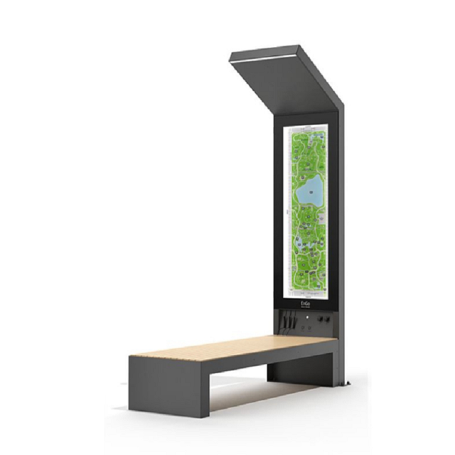 Multi Functional Outdoor Furniture Smart Urban Seats Solar Powered Energy Led Lighting Box Advertising Screen Bench with Charger
