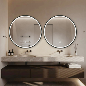 Marco de aluminio Circular LED <span class=keywords><strong>Espejo</strong></span> de <span class=keywords><strong>baño</strong></span> Maquillaje Luz LED <span class=keywords><strong>Espejo</strong></span> de pared <span class=keywords><strong>redondo</strong></span> iluminado con acabado arenado - Product Image 4