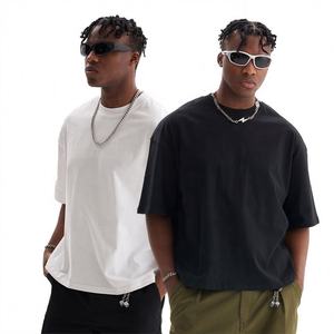 T-shirt graphique de haute qualité coton Boxy Tshirt logo personnalisé surdimensionné mode ourlet court Streetwear t-shirts décontractés pour hommes - Product Image 2