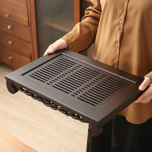 Plateau à thé en bambou pour usage domestique, table de préparation de thé à sec de luxe léger, avec drainage, petite table à thé moderne avec réservoir d'eau, adaptable et - Product Image 5