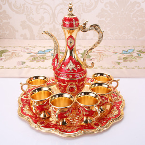 Set da Caffè e Tè in Metallo Vintage Stile Europeo di Lusso, Set da 6 Tazze per Servire Caffè, Cappuccino e Tè - Product Image 3