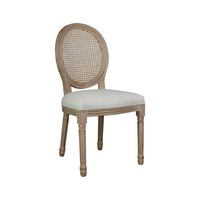 WS 9652 Chaise en bois massif avec dossier en rotin et tabouret de bar Oka pour le salon Cane Back Wicker