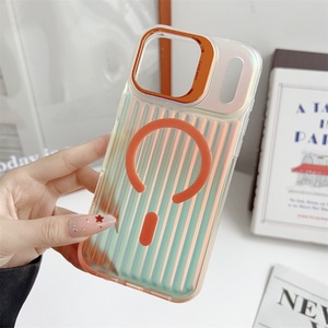 Corrugated Gradient Color Phone Case for iPhone 17 Pro Lens <b>Stand</b> Cell Phone Cover with Bracket for iPhone 17 Air 16Plus 16Pro - Product Image 4