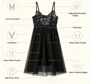 Piyama Wanita Model Slip Transparan Merah Seksi dengan Renda Ultra Tipis dan Jaring, Desain ODM Baru dari Pasar Amerika Eropa