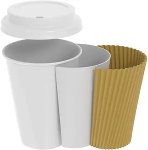 מתכלה פלסטיק מכסים שלוש שכבות חום בידוד חד פעמי נייר כוסות קפה חנות