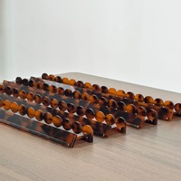 Supports de Mahjong de Luxe Vintage en Acrylique Couleur Écaille de Tortue de 20 Pouces et Poussoirs Durables pour Tuiles de Mahjong Épaissies de 5 mm