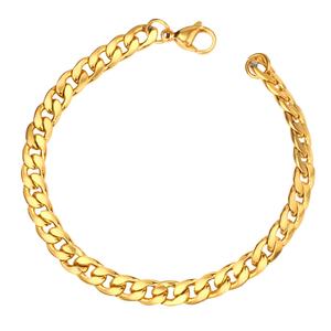 Wholesale 18K PVD Plated Dainty Chunky Fashion Cuban <b>Chain</b> Link Bracelet Stainless Steel Jewelry Bracelets for Weddings Couples - Product Image 1