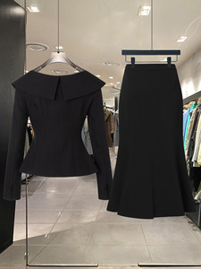 Conjunto de 2 Piezas de Blazer y Falda con Cuello <span class=keywords><strong>Peter</strong></span> <span class=keywords><strong>Pan</strong></span> para Mujer, Blusa de Manga Larga y Falda de <span class=keywords><strong>Sirena</strong></span> para Negocios - Product Image 6