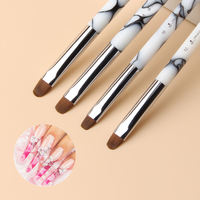 Pinceau à ongles en gel acrylique français YIHUALE 2 voies noir/blanc marbré avec outil de pointillage pour la manucure professionnelle et la création d'art sur les ongles