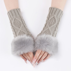 Gants d'hiver en coton/élasthanne jacquard respirants <span class=keywords><strong>Diamond</strong></span> Opera Mao Mao pour femmes, manches artificielles tricotées, chauds pour le ski et le quotidien, protège-poignets et bras - Product Image 3