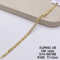 Bracelet de mode Xuping Jewelry, plusieurs styles, chaîne couleur or 14K, bracelet à maillons pavés de CZ synthétiques, vente en gros pour femmes