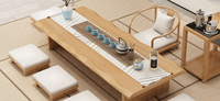Table basse rectangulaire en bois massif, ensemble de luxe de style japonais, 8 chaises table de bureau en résine