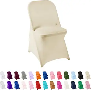 Housse de chaise atacado branco estiramento cadeira slipcovers festa banquete casamento cadeira dobrável do spandex capas para o casamento
