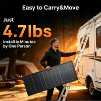 Panneau solaire flexible ETFE tout noir 100W 120W 160W 350W, ultra fin, semi-rigide, monocristallin, pour camping-car